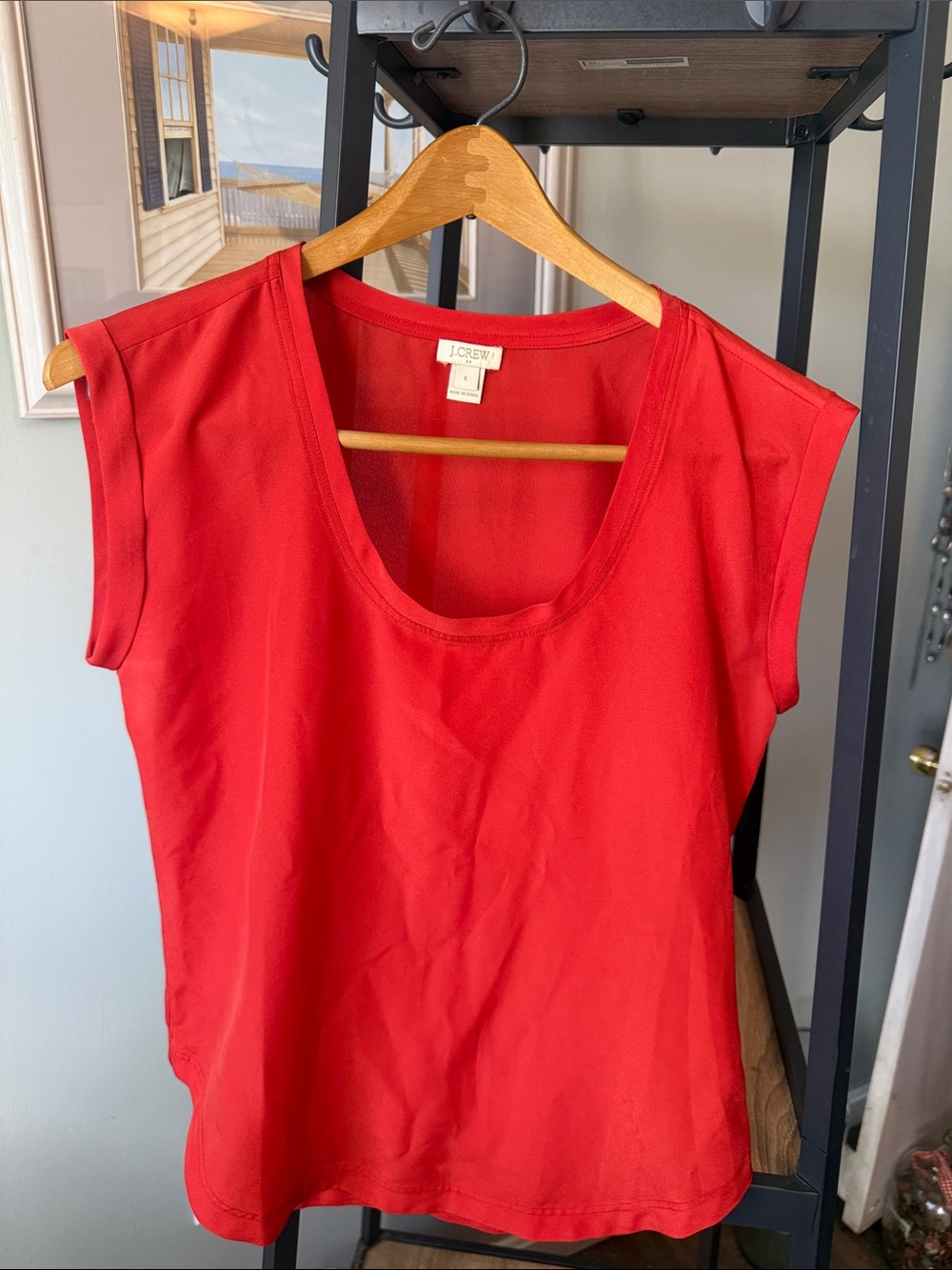 J. Crew Bright Red Scoop Neck Sleeveless Tank